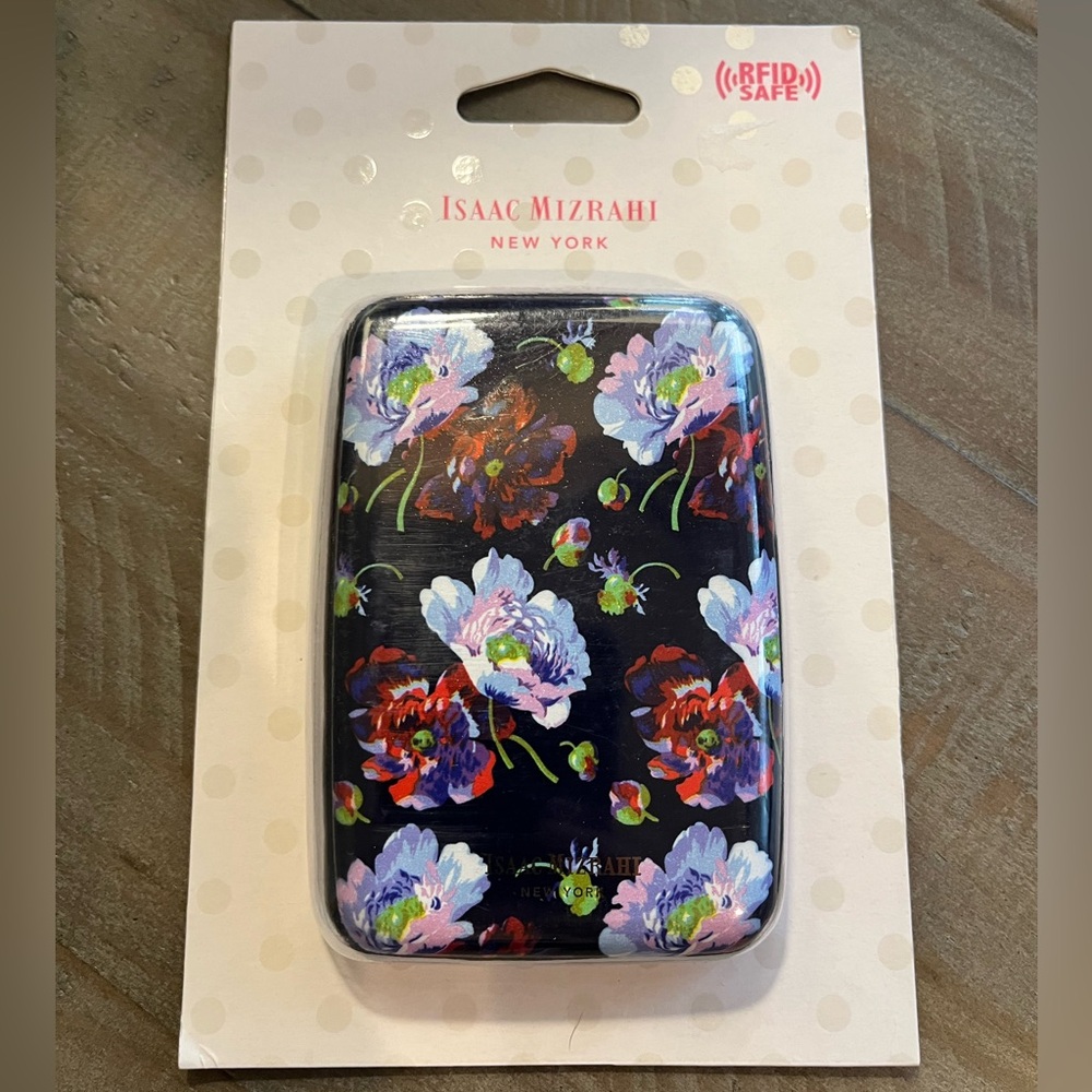 Isaac Mizrahi New York RFID Safe Floral Aluminum Wallet w/ Scan-Proof Protection